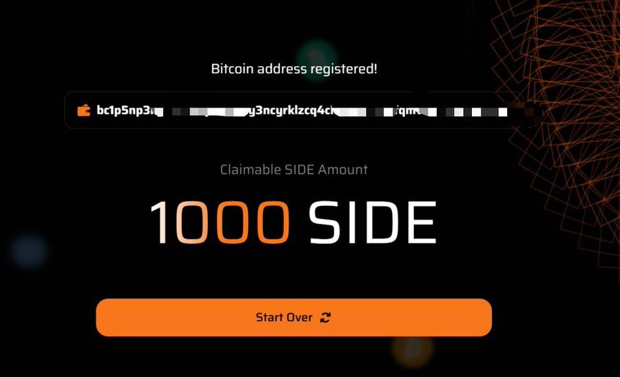 CoryBarnouski's tweet photo. 🚨 The $SIDE Airdrop Claim Is FCFS—Act Now!

Eligible users can now claim their $SIDE tokens on a first-come, first-served basis.
🌐 Check your eligibility and secure your tokens today at https://t.co/ADoclZjXb6.

Don’t wait—time is limited!

#SIDE $OM $INJ $ATOM $TIA https://t.co/G5fzuxFIWi