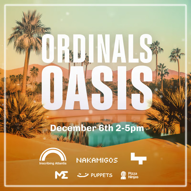 Ordinals take over Art Basel​ 🟧

Join us for an afternoon of sun, drinks, wood-fired pizza, gaming, and poolside fun with top Ordinals and Runes projects!