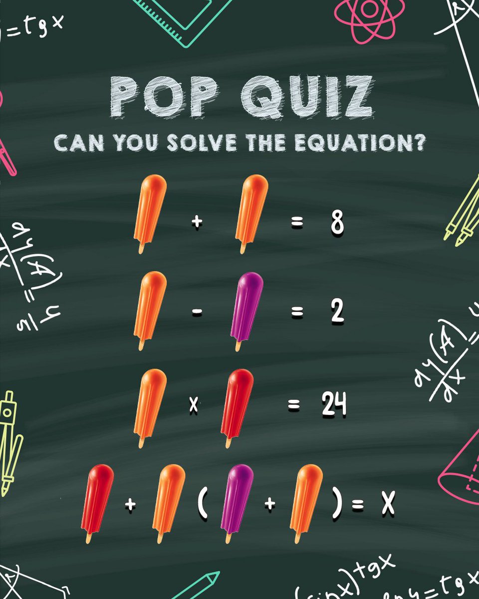 Popsicle's tweet image. Calling all math geniuses! 🧠 Can you crack the code and solve for X? Drop your answer below—we&apos;re waiting! 🤔🔢