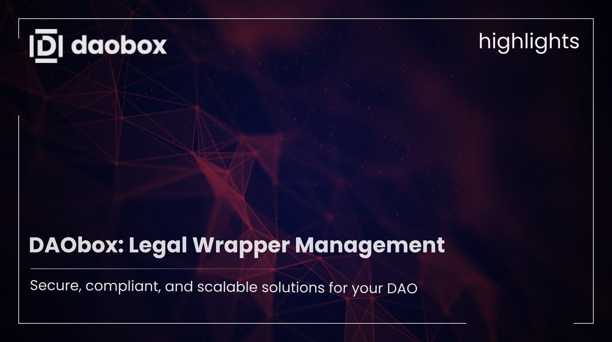 DAObox_io's tweet photo. 1/3 🌐 A legal wrapper is more than compliance—it's how DAOs scale, stay secure, and operate globally. But managing it demands precision. DAObox ensures seamless operations, transparency, and scalability, so your DAO is always ahead. Ready to optimize?
#DAO #LegalWrapper #DAObox