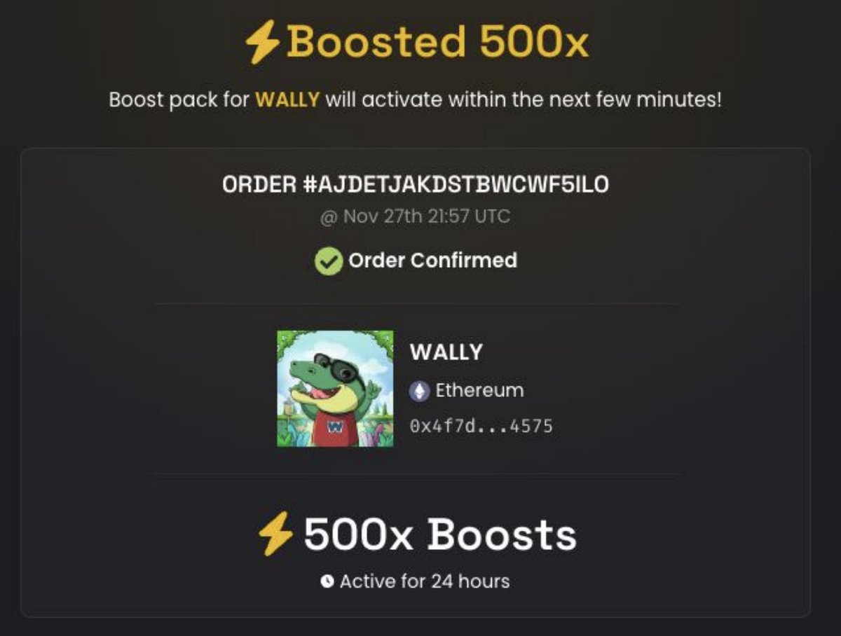 Wallygator_ETH's tweet photo. FRESH 500X BOOST ACTIVATED! 🔥

Join the team now in the Telegram VC for our first Weekly Townhall! 📢📢
(Link to Telegram in bio) https://t.co/3Fo3mVFStI