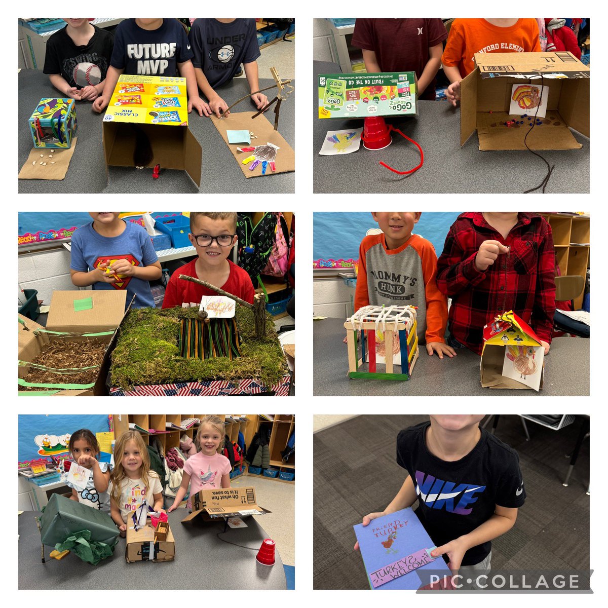 Our Kindergarten students read “How to Catch a Turkey” and made turkey traps to “catch” their turkeys! 🦃