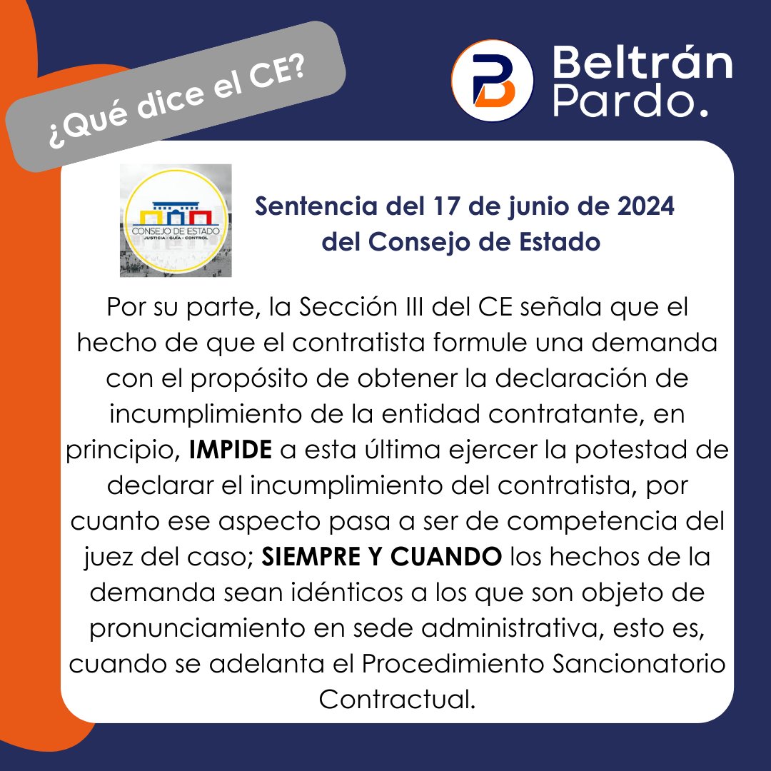 bpaabogados's tweet photo. ¿PÉRDIDA DE COMPETENCIA EN EL PROCEDIMIENTO SANCIONATORIO CONTRACTUAL? 📨📌 

En esta #InfografíaBP te comentamos sobre las tendencias en materia de contratación estatal, en particular, en lo relativo al Procedimiento Sancionatorio Contractual que adelantan las entidades estatales🏛  Te damos a conocer nuestro #SneakPeek sobre este tema, previo a la publicación de nuestro próximo boletín!🤓📑📤 

 ¡Queremos conocer tu opinión! Conoce los documentos aquí ➡️ https://t.co/G7PQW85CbC.
