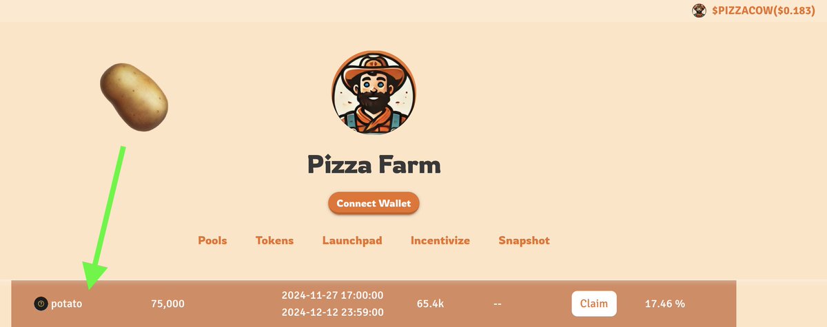 palebluenexus's tweet photo. Farm that 🥔 on https://t.co/5ofERbAzUq
$PizzaCow<>$FB pool https://t.co/KWxTVCqCHF