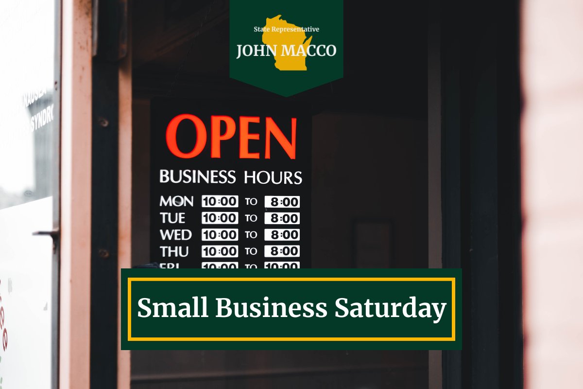Small businesses are the backbone of Wisconsin's economy. Today and every day, I encourage you to support our local businesses!

#SmallBusinessSaturday