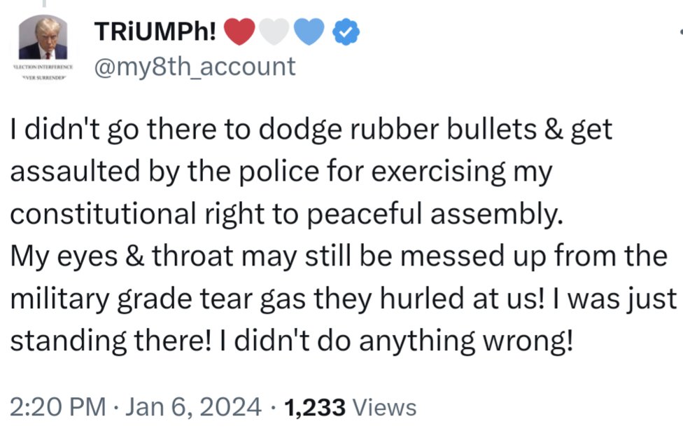 Never4getJ13's tweet photo. @RepAndyBiggsAZ I'd like an investigation into the Capitol police. What they did to innocent ppl like me in the crowd was criminal.& Pardon all *truly innocent* J6ers & political prisoners, like
@JohnStrandUSA But NOT #ScaffoldCommander types who pretended to be #MAGA provoked & broke windows. https://t.co/T9LujSdyw6