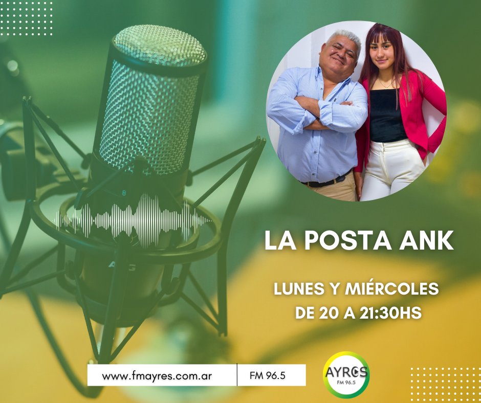 fmayres's tweet photo. La Posta ANK
Lunes y Miércoles de 20 a 21:30hs ⏰

📻 FM 96.5
🖥️ https://t.co/U9a9wK8QHb
📲 https://t.co/03lkO0pXsP
💻 Twitch: FMAyres965

#EmisoraCooperativa https://t.co/LsQxIeMbBD