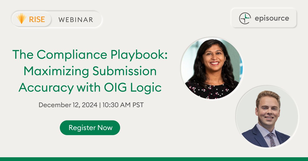 EpisourceLLC's tweet photo. 📢 Don’t miss our upcoming webinar!

Join us on December 12 at 10:30 AM PT for "The Compliance Playbook: Maximizing Submission Accuracy with OIG Logic". Gain actionable insights into compliance strategies. Plus, one lucky attendee will win an Ember Mug!
https://t.co/kqWfMfEccE https://t.co/5hLbXeG1Se