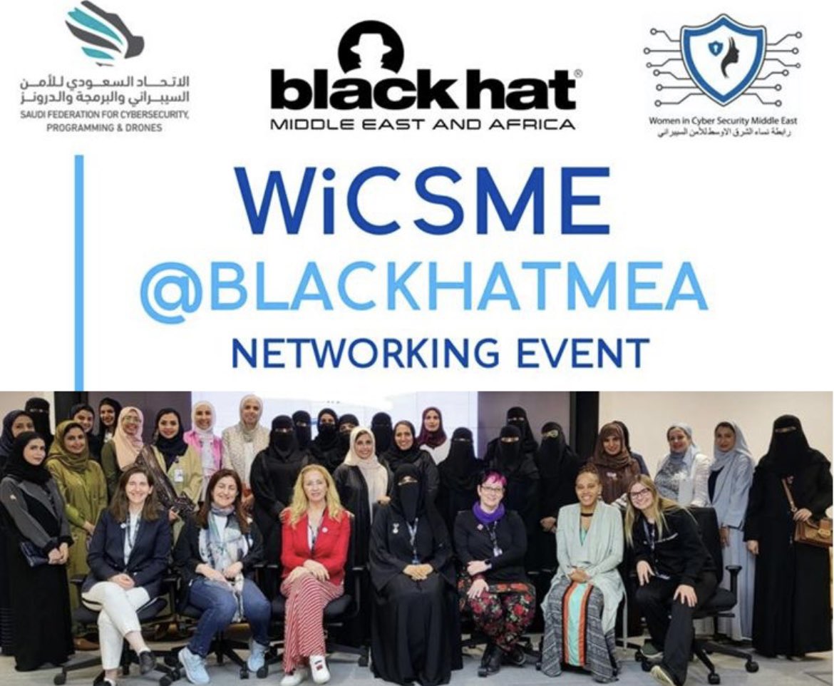 WiCSME's tweet image. 🇸🇦🛡️🎉 Empowering #Women in Cyber: #WiCSME at @Blackhatmea 2024 for the 4th Year in a row 🎉🛡️🇸🇦

It’s an incredible honor to continue Our Women in Cyber Security Middle East 4th year Journey of Collaboration as #Community_Partner at Black Hat MEA in Saudi Arabia 🇸🇦.