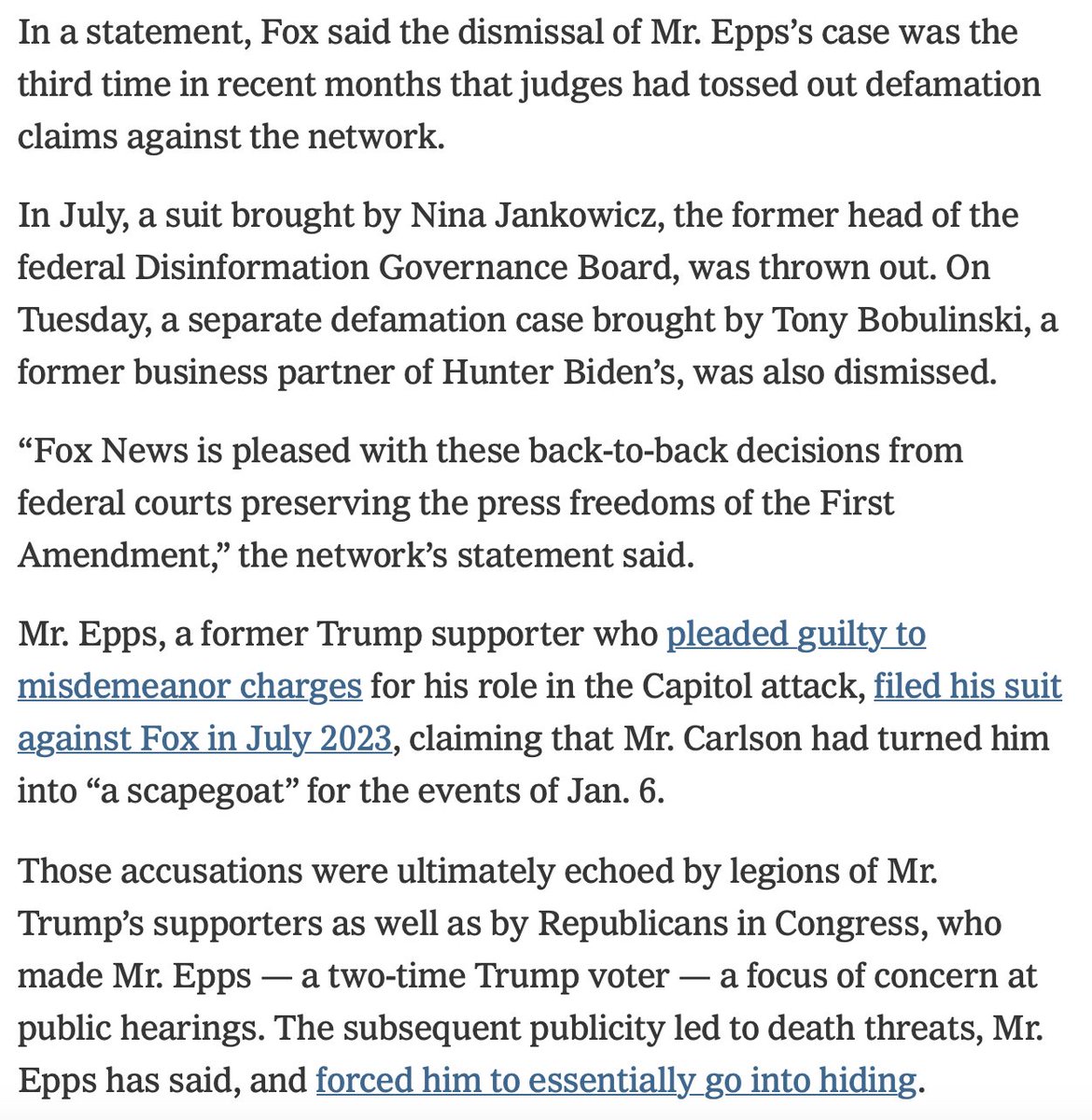 RevolverNewsUSA's tweet image. BREAKING: Judge dismisses Ray Epps’ lawsuit against Tucker Carlson and Fox News.

Mediaite: "Fox argued that hosts were perfectly within their rights to question Epps receiving no jail time while others involved in Jan. 6 were hit with much harsher sentences.

‘Even if Fox hosts…
