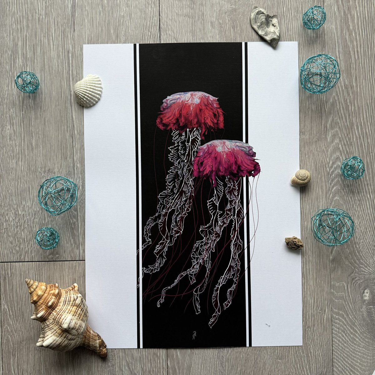 RayRo_Art's tweet photo. New Jellyfish ☺️ Also in Sale in my store ☺️ #jellyfish #underwaterart #pinkart #acrylicpouring #noai https://t.co/0VM8JDnCS7