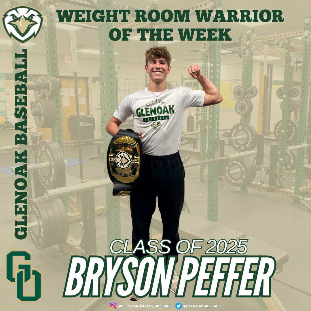 The team has been working hard this offseason as we have moved inside to the weight room.  Here are our first 3 Weight Room Warriors that have set the example for the start of our lifting program. 

John Hamilton
<a href="/KrumEthan/">Ethan Krum</a> 
<a href="/BrysonPeffer/">Bryson Peffer</a> 

#WeAreGlenOak