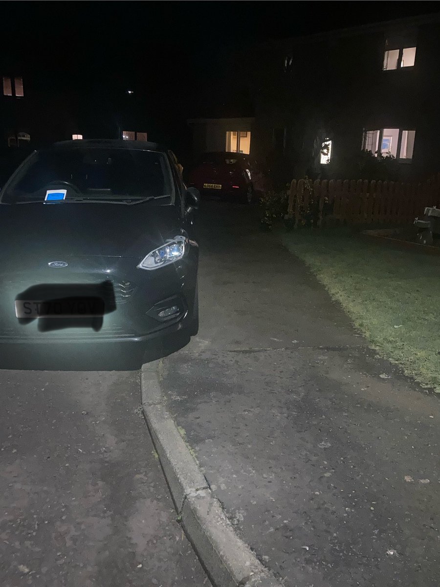 Weebit_Crabbit's tweet photo. @PerthandKinross Can you confirm you are driving around Milnathort (and other areas presumably) putting warning tickets on parked cars at 21:10 for “parking on a pavement”? Beyond unbelievable. PS. Our street is not adopted and you don’t grit or repair it 🤔. https://t.co/E4iFxEEAEC