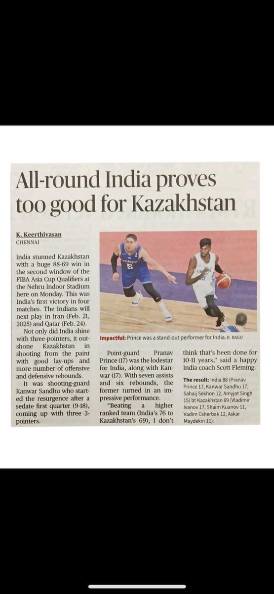 Athletes in Action alumni Pranav Prince doing great things! Pranav recently lead India to an impressive victory over Kazakhstan in the FIBA Asia cup qualifier! Big things ahead for Pranav🙌🏻