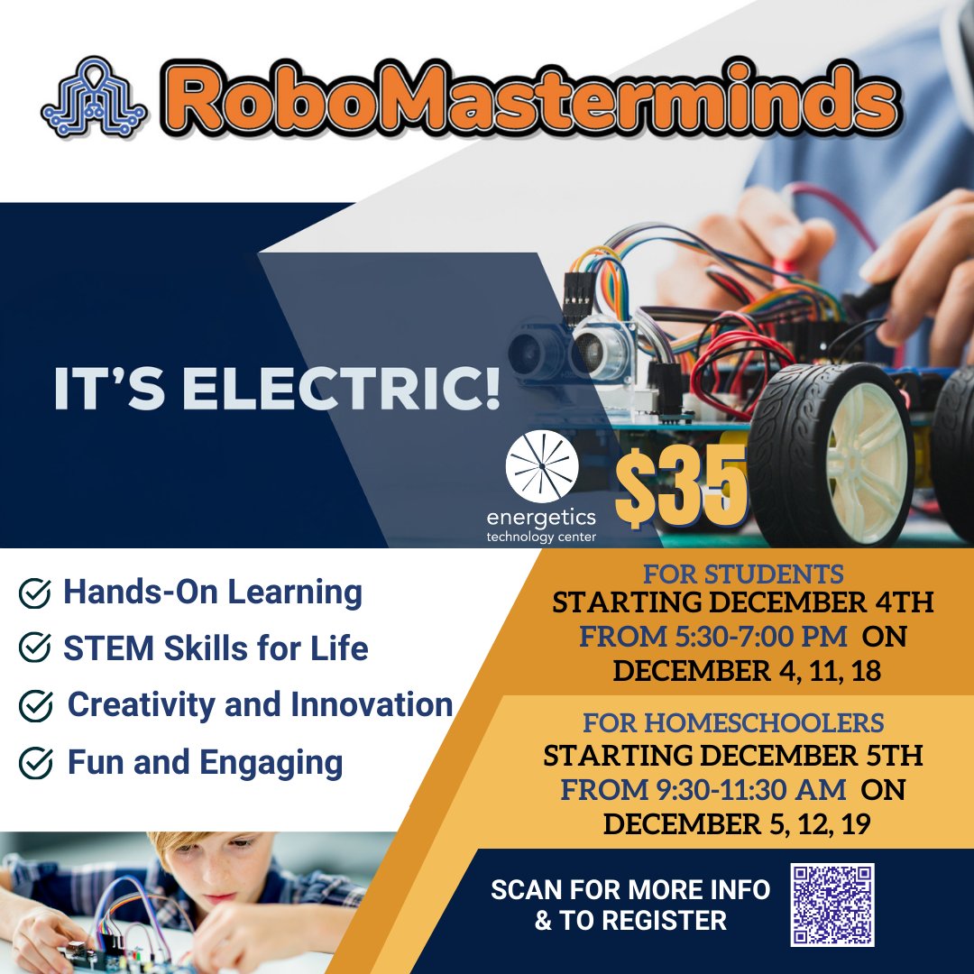 DiscoveryCtrMD's tweet photo. ⚡️ Power up your learning! ⚡️ 3rd-5th graders, dive into the world of energy and electricity with hands-on projects that spark creativity. Build your own circuits and explore key concepts like kinetic energy, resistance, and more! #STEM #HandsOnLearning #FutureEngineers https://t.co/WrFFoSk3EE