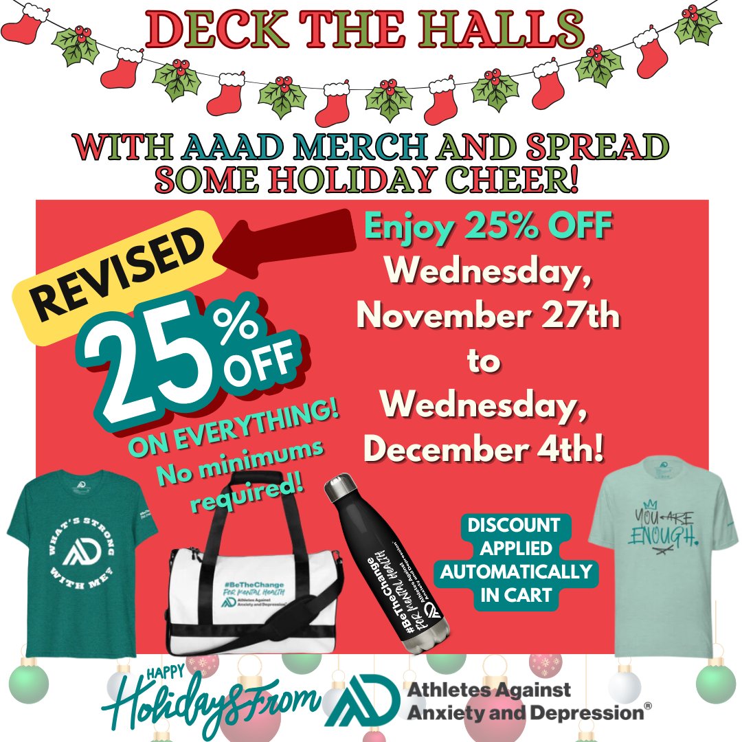 AaadFoundation's tweet image. SHOP NOW aaadfoundation.myshopify.com #MentalHealthAwareness #ShopSmall #NonProfit #MentalHealthAdvocacy #aaadfoundation #bethechange #GiftIdeas #Holiday2024 #40PercentOff #AthletesForMentalHealth #mentalhealth #wearyoursupport #MindfulLiving #HolidaySpirit #ShopNow #FeelGoodShopping