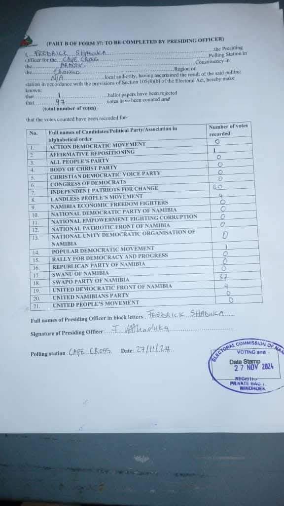 Aupa_shikongo's tweet image. Do we want war in this country, or what are we trying to do ? @ECN_Namibia Did I not inform you that I am going to be an agent for a fair election, not just an agent for The Affirmative Repositioning. 

Same place, same presiding officer, etc.. but different results ? How ?🤔