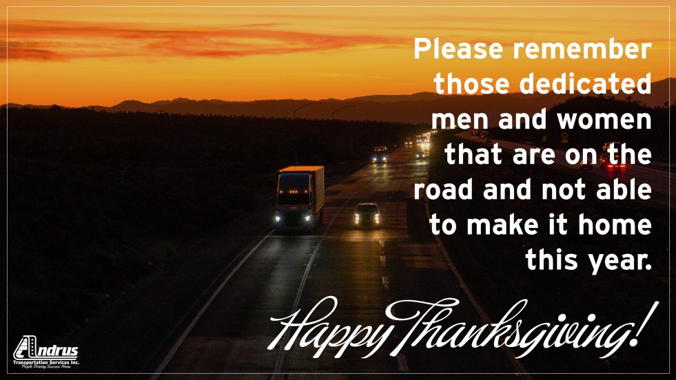 AndrusServices's tweet photo. We wish all drivers a Happy Thanksgiving, and have a special wish for safe and clear roads for those who can't be home this year. https://t.co/aGcTHFrcez
