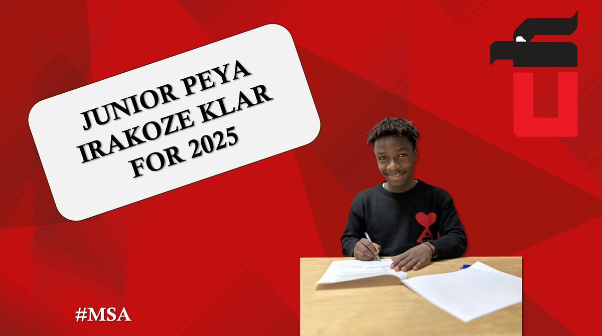 MSA: Det er med stor glede vi kan presentere Junior Peya Irakoze klar for sesongen 2025!🔥 Midtbanespilleren er flyttet opp fra G19 👊

Bare å glede seg til 2025!