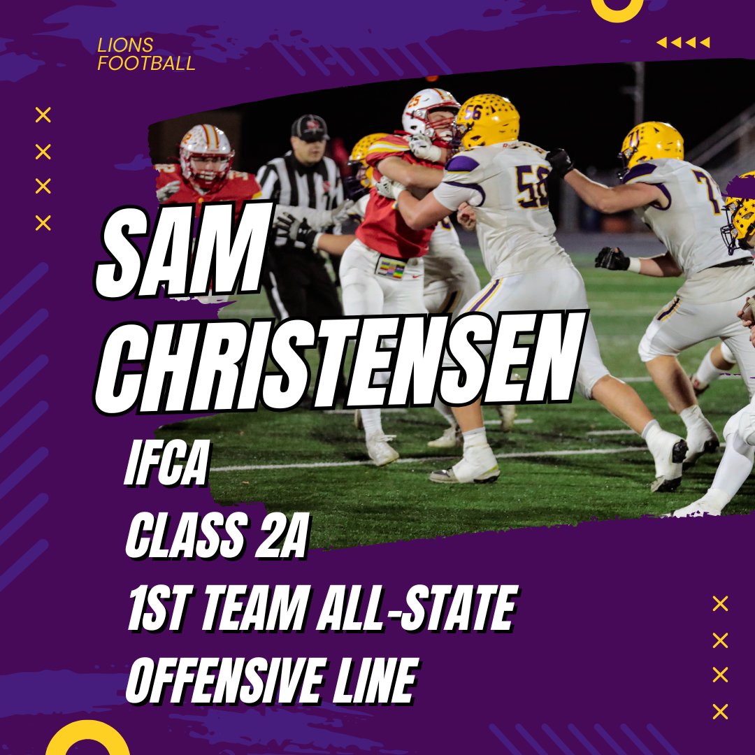 Congratulations to Sam Christensen on being named to the Class 2A Iowa Football Coaches Association All-State Team!