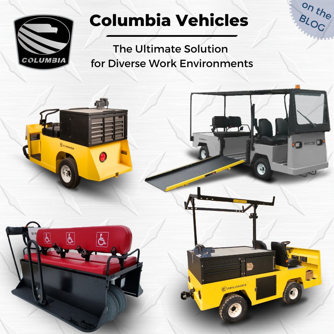 ColumbiaVehicle's tweet image. On the blog today, explore how Columbia’s special duty vehicle lineup provides unmatched efficiency, durability, and versatility in warehouses, airports, medical centers, and beyond!  hubs.ly/Q02ZFp7c0 
#ColumbiaVehicles #BuiltForWork #fleet #maintenance #transport