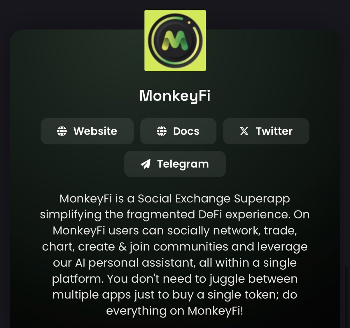 Gringosa_'s tweet photo. @rizlfg The Ticker is $MF #MonkeyFi. Best Social Experience Defi app on $ETH.
@MonkeyFi_io
https://t.co/rip46wT3S0 https://t.co/L0ScvrxRo3
