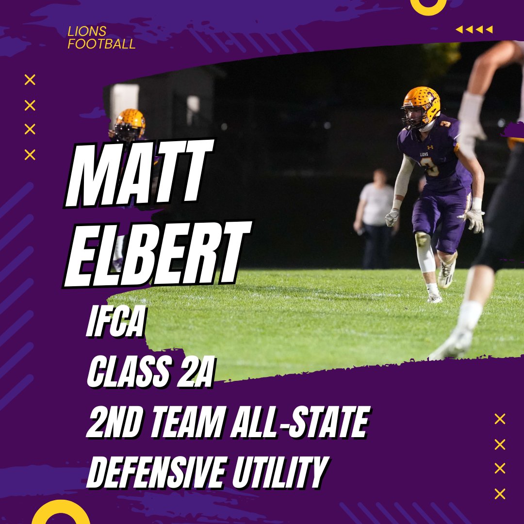 Congratulations to Matt Elbert on being named to the Class 2A Iowa Football Coaches Association All-State Team!