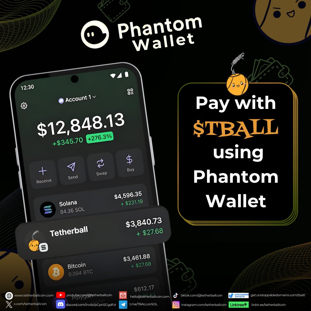 tetherballcoin's tweet image. 💳 Pay with $TBALL using Phantom Wallet! 🚀

🛍️ Make seamless payments for gift cards, #Amazon orders, #subscriptions, #restaurants, #gaming services, and more—all with $TBALL! 🌐

🛒 The future of crypto payments is here. Start now with #Phantom Wallet! 🛒

#TBALL #Crypto…