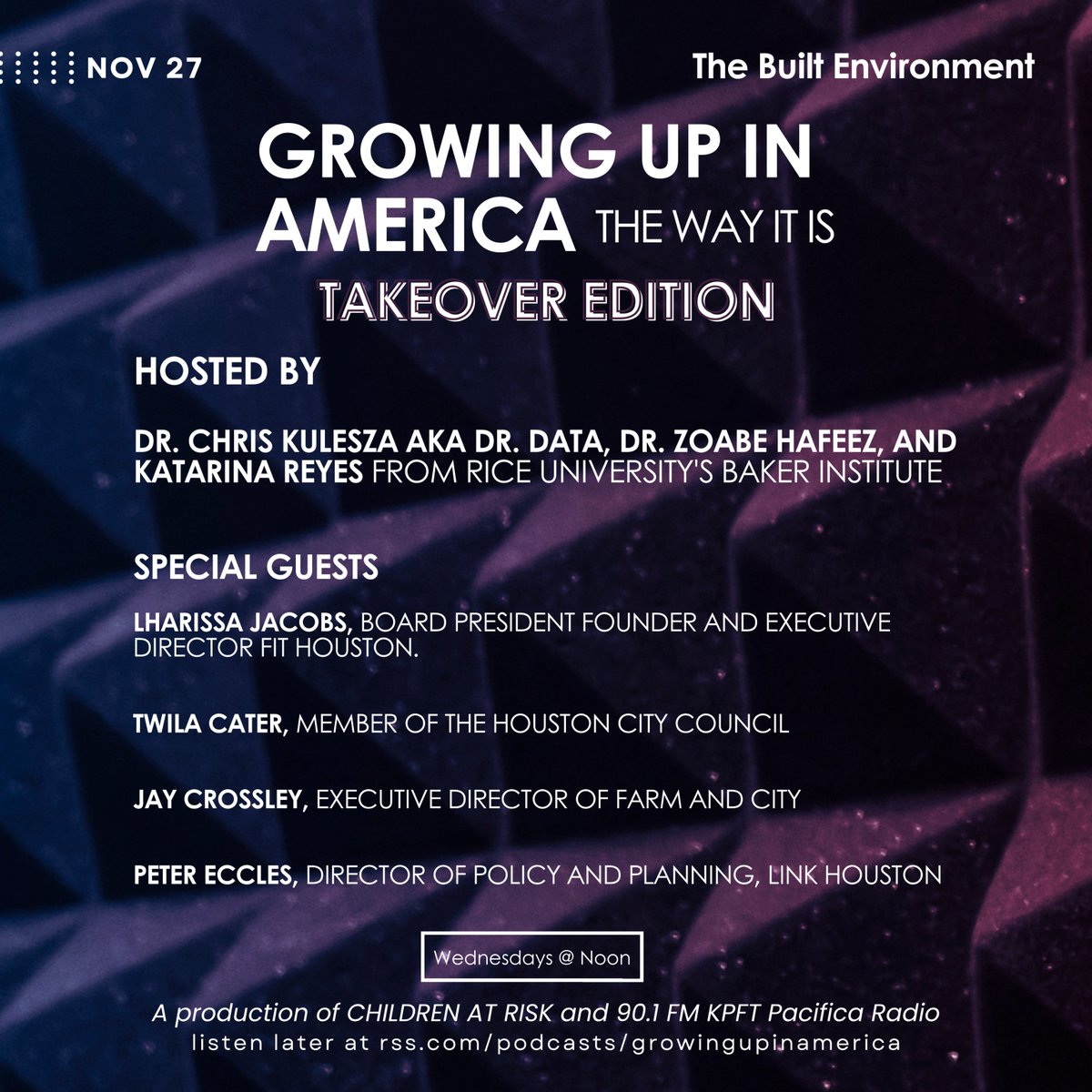 childrenatrisk's tweet image. This week on Growing Up in America: The Way It Is, Dr. Chris Kulesza (aka Dr. Data) takes the lead with guest co-host Dr. Zoabe Hafeez in a special episode on how community design impacts kids’ well-being.

🎧 rss.com/podcasts/growi…
#ForChildren #SafeStreets #HealthyCommunities