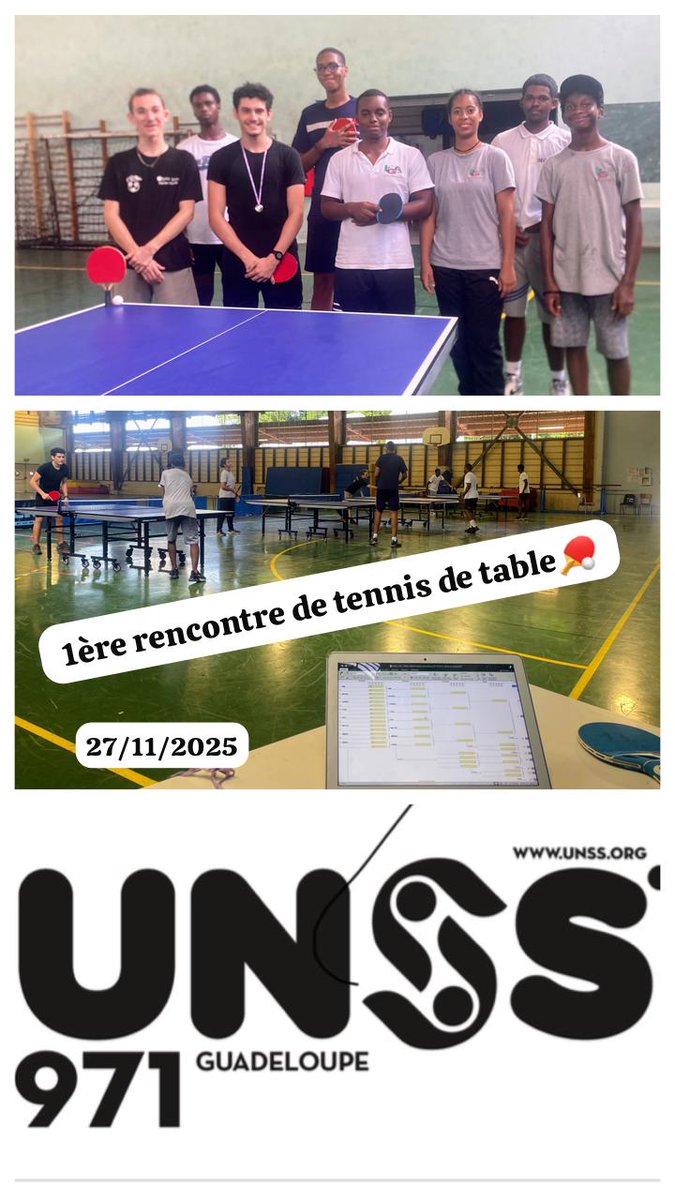 1ère rencontre de tennis de table avec <a href="/GuadeloupeUnss/">UNSS GUADELOUPE</a> 🙌🏽
Bravo à nos élèves qui représentent fièrement le #lpga ! 
Prêts pour la prochaine !