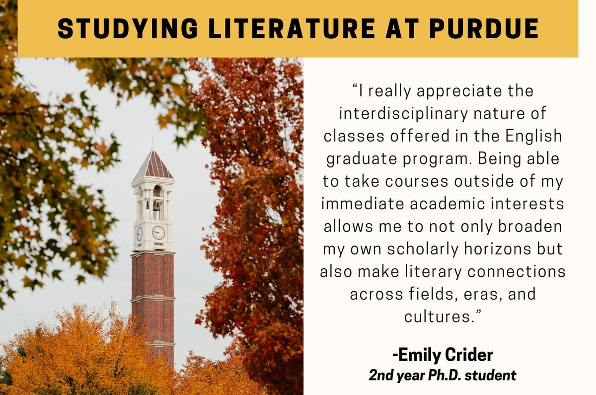 LitcoPurdue's tweet photo. When working towards a graduate degree in English literature at Purdue, there's no end to what you can explore. Apply today: https://t.co/bvljeJYQCL! #BoilerUp https://t.co/XeteIt9lpT