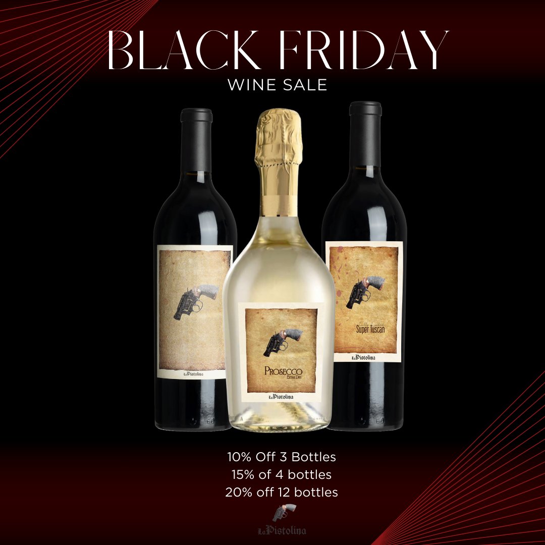 🍷 Black Friday just got better with wine! 

Mix, match, and save:
🍇 10% OFF 3 bottles
🍇 15% OFF 4 bottles
🍇 20% OFF a case of 12!

Celebrate your way—these deals won't last long. Let's toast to unforgettable gatherings and even better pours! 🥂 bit.ly/3NtZ4lG