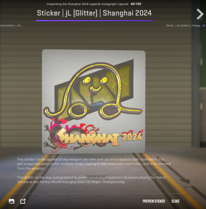 JL official shanghai major autograph sticker 😭