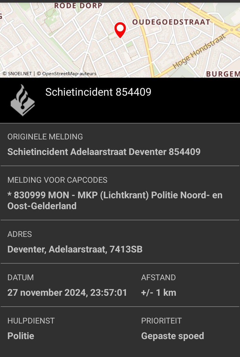 Gaat lekker in #Deventer. Twee keer een #schietincident binnen een half uur?