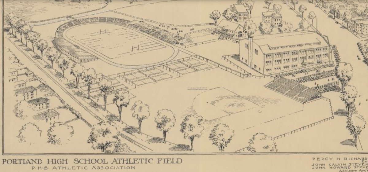 rjfos's tweet photo. Fitzpatrick Stadium (formerly the Portland High School Athletic Field) has been encircled by a running track for *at least* 95 years. Keep this in mind as the Hearts of Pine push the City to relocate the track so they can widen the field. https://t.co/hGDOrklTJo
