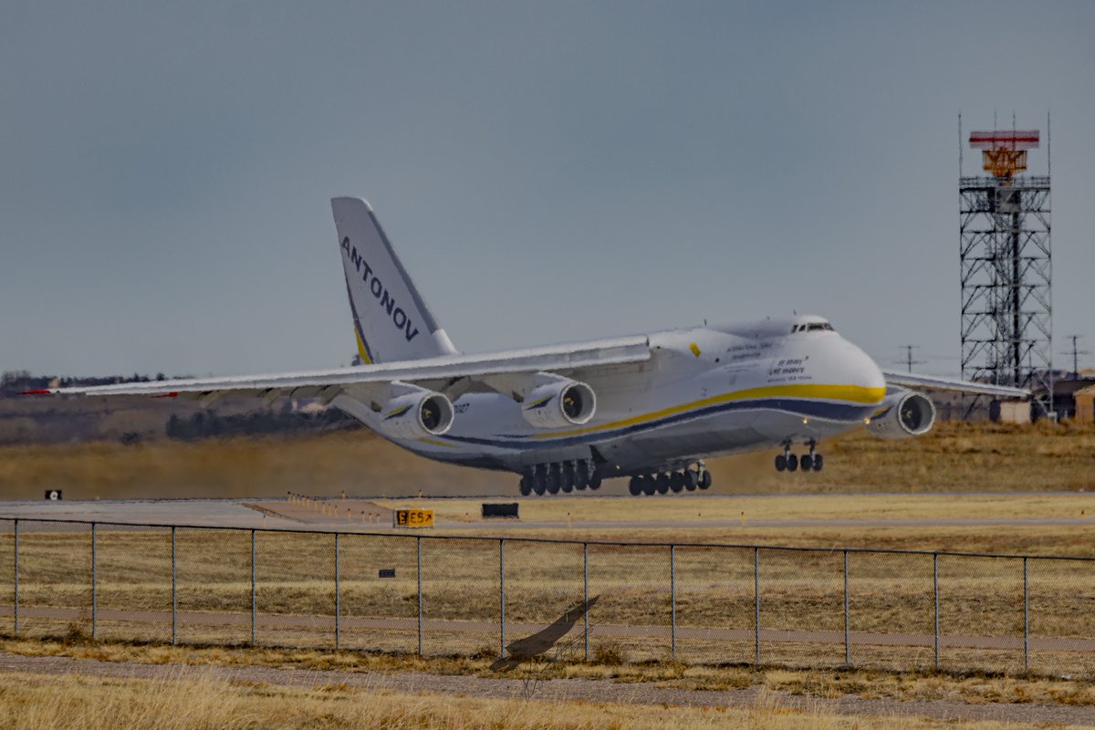 Bren_Horton's tweet photo. 11.24.24 | What a rare sight! Heat haze was awful, but still glad I got to experience this beast!

@AntonovCompany AN-124 Ruslan UR-82027 as “ADB3898” departing RWY 17L at @COSAirport 

#avgeek #aviation #aviationphotography #photography #Colorado #canon #KCOS https://t.co/1vcs9Mjwum