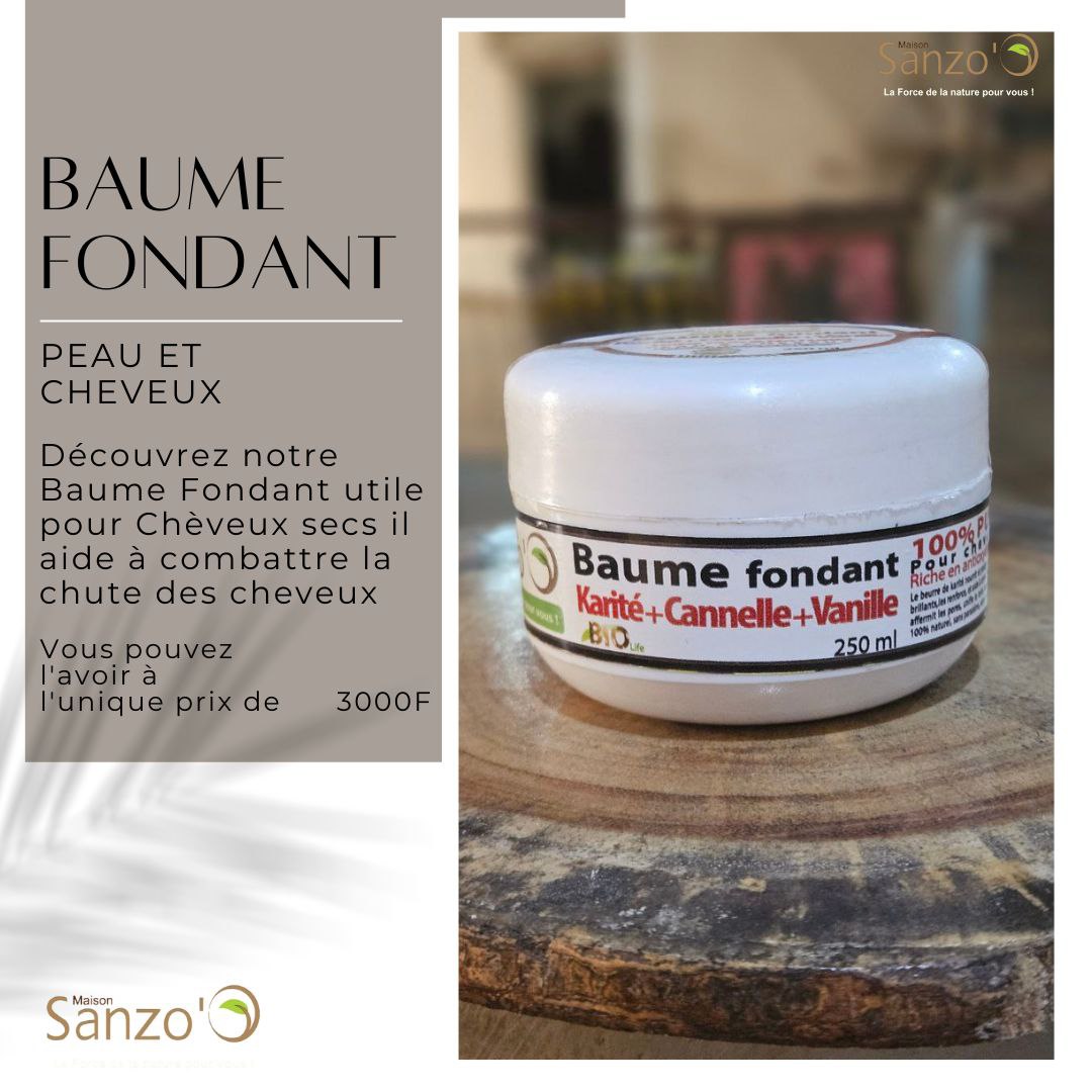 maisonsanzoo's tweet photo. ✨ Envie d’une peau douce et lumineuse ? Le Baume Fondant Maison Sanzo’o, à base de Karité, Cannelle et Vanille, est votre allié naturel ! 🌿

💧 Bienfaits :

Nourrit &amp; hydrate
Répare cheveux secs
Combat la chute capillaire
👉 Disponible à 3000F seulement. https://t.co/sWET9NMk4p