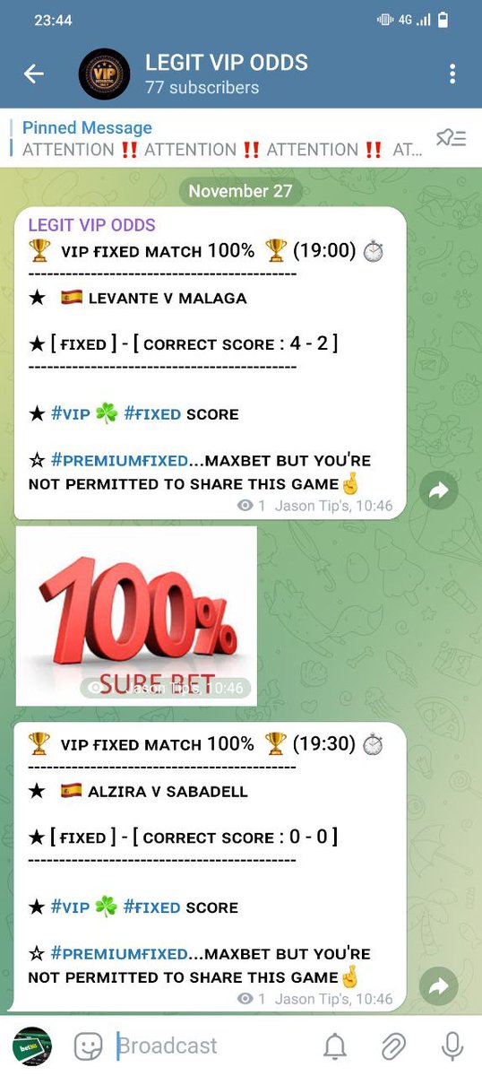 Game's posted in the VIP group before kick off congrats to all our VIP subscribers🥰🥰
