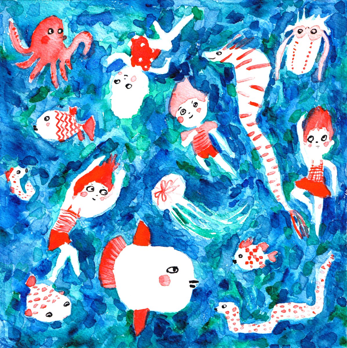 夏の絵ですが、クリスマスを感じましたので載せておきます🎄