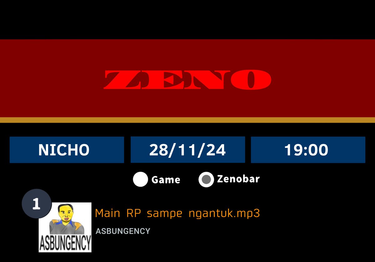 Main rp 𝙉𝙂𝘼𝙉𝙏𝙐𝙆,
ㅤGak main rp 𝙉𝙂𝘼𝙉𝙏𝙐𝙆,
ㅤMending main rp sampe 𝙉𝙂𝘼𝙉𝙏𝙐𝙆.

ㅤㅤㅤㅤ🎮 :  ZENO
ㅤㅤㅤㅤ⏰ :  19:00
ㅤㅤㅤㅤ👤 :  NICHO
ㅤ
ㅤ 𝙍𝙀𝙋𝙊𝙎𝙏 𝙛𝙤𝙧 𝙟𝙤𝙞𝙣𝙞𝙣𝙜 𝙩𝙝𝙚 𝙜𝙖𝙢𝙚!