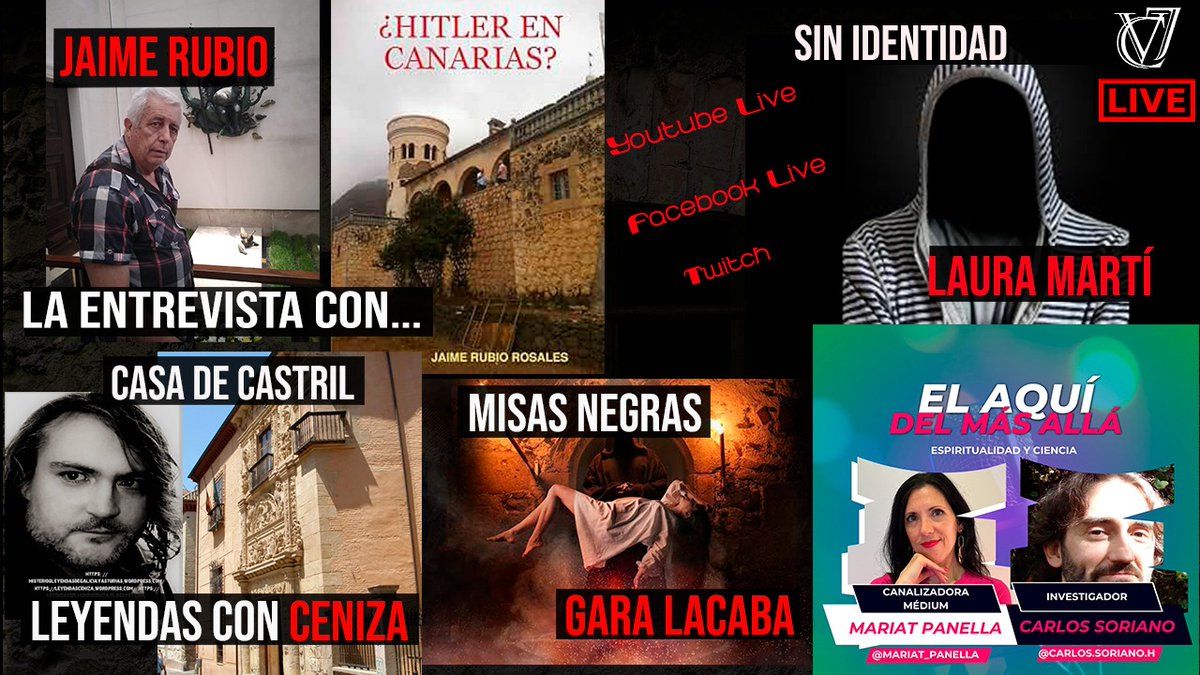 Y este viernes, contamos con nuestro amigo Jaime Rubio y su libro ¿Hitler en canarias?, el aquí del más allá, Gara nos trae las misas negras, Laura nos cuenta otro caso de TrueCrime, leyendas con Ceniza y mucho más...🛸👽🔮
#clave7 #directo #radioonline