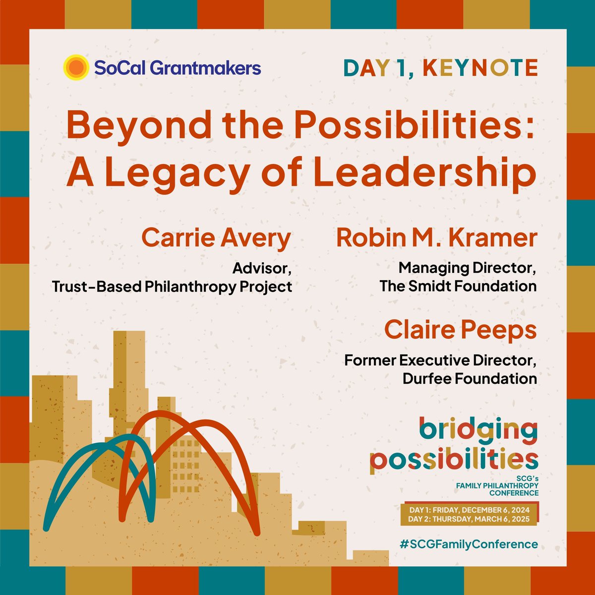📣 LAST WEEK to register for Day One of #SCGFamilyConference, Bridging Possibilities!  Join us to hear from Carrie Avery &amp; Claire Peeps as they share insights &amp; reflect on their legacies, emphasizing the significance of investing in shared humanity.🌟 
👉 buff.ly/4gkmZBm