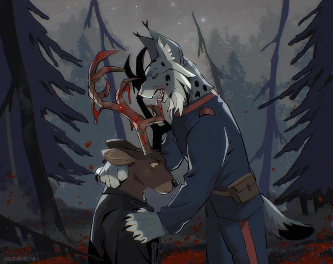 more gk furryverseyuusaku's antlers are molting and ogata offers his help (he wants to taste his blood) 