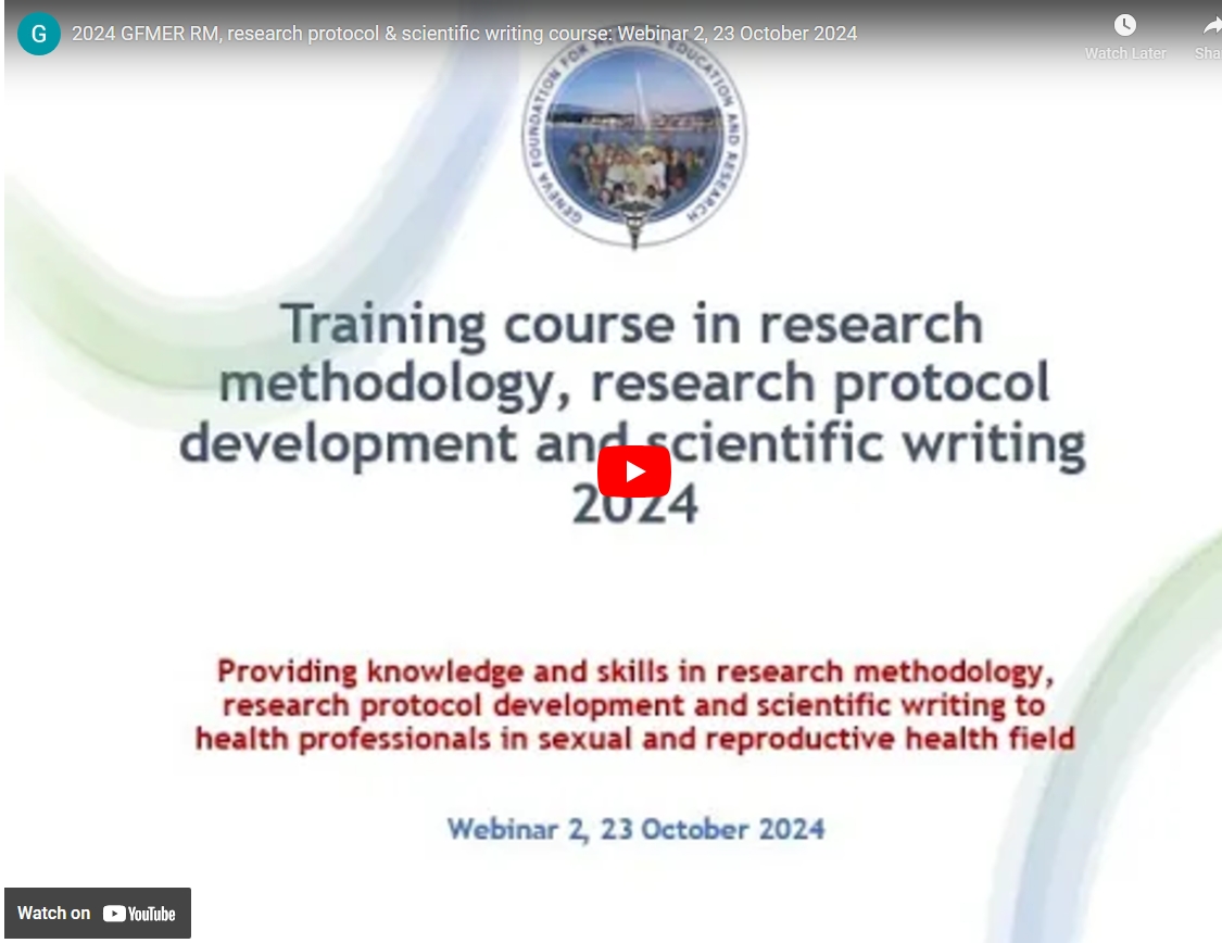 GFMER_SRHR's tweet photo. Training course in research methodology, research protocol development and scientific writing 2024 Webinar 2
https://t.co/8I2RT5vPpk
#gfmer #researchmethology #who #scientificwriting #OMPHI https://t.co/6ciexHzU30
