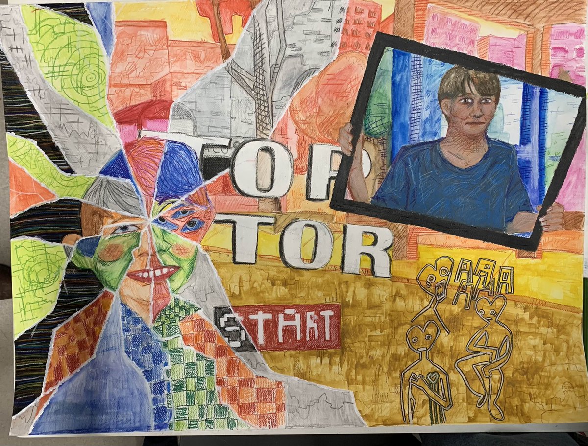 gecbomb's tweet image. Roblox Bus stop simulator college painting final :)