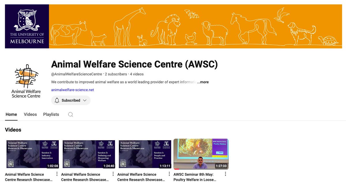 Animal Welfare Science Centre (@awscicent) on Twitter photo The presentations from our <a href="/AWSciCent/">Animal Welfare Science Centre</a> Research Showcase 2024 are now available to view on YouTube. You can view these recordings and follow our YouTube channel to keep up to date with future seminars: youtube.com/@AnimalWelfare… #animalwelfare #science The presentations from our <a href="/AWSciCent/">Animal Welfare Science Centre</a> Research Showcase 2024 are now available to view on YouTube. You can view these recordings and follow our YouTube channel to keep up to date with future seminars: youtube.com/@AnimalWelfare… #animalwelfare #science