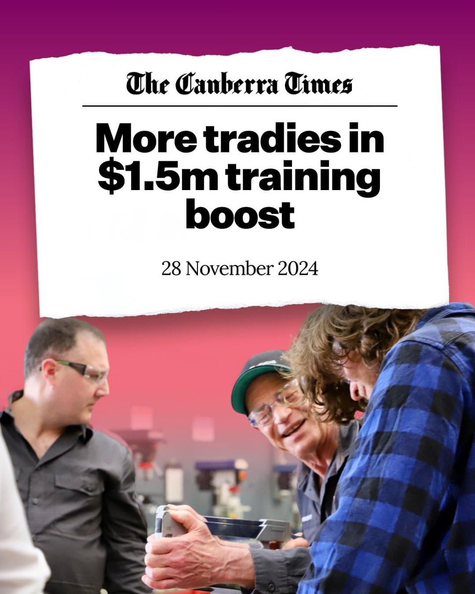 andrewjgiles's tweet photo. From January, 340 new free TAFE and VET places - including dozens of pre-apprenticeship places - will be available for Canberrans. 

The funding removes cost barriers for those interested in housing and construction industry careers. https://t.co/8xBwFMl8Fm