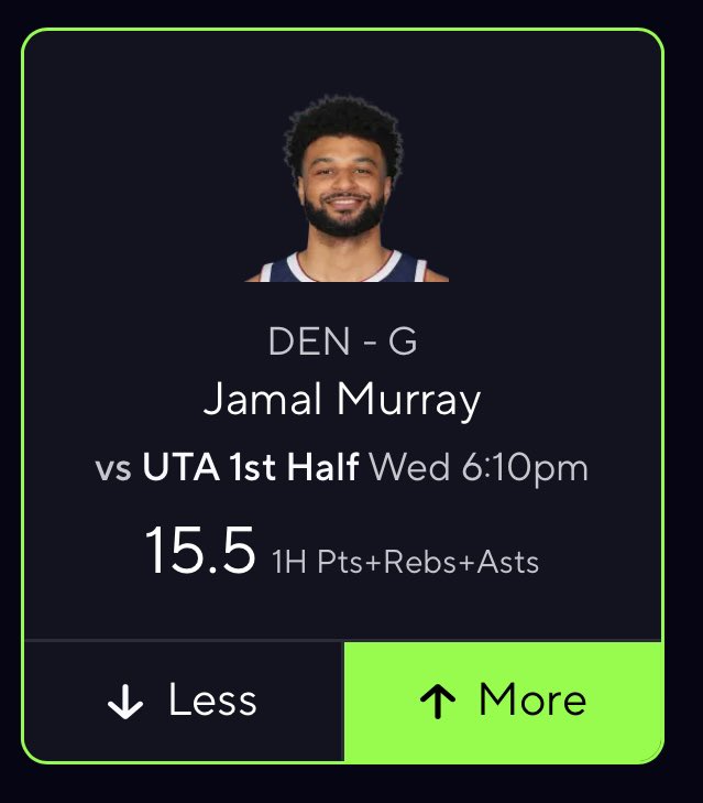 FREE #NBA PLAYER PROP 🚨: 

JAMAL MURRAY “OVER” 15.5 1H PRA 🔐 

$25 to someone who likes/rt’s this when we cash! 💰 

#prizepicks #playerprops #gamblingx #underdog #freeplays #freepicks