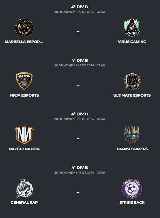 PLG_Spain's tweet photo. 📅𝐉𝐨𝐫𝐧𝐚𝐝𝐚 1⃣2⃣ - 𝟒ª 𝐃𝐢𝐯𝐢𝐬𝐢𝐨́𝐧 𝐁
⏰ 22:40
⚔️ @CMineraeSports 🆚 @3KO_eSports
⚔️ @CristalPanas 🆚 @FutbolLindoCF
⚔️ @BallOwners2024 🆚 @IberiansGaming
⚔️ #KamiLegends 🆚 @laperlaturca77
⚔️ @Marbella_FC_ 🆚 @_Virus_Gaming
⚔️ @MRJAeSport 🆚 @UltimateEsp17
⚔️ @NazgulNation 🆚 @transformers_cf
⚔️ @generalrrap 🆚 #StrikeBack
📺 ¿Emites alguno de estos partidos? 👇 Déjanos en comentarios tu link para disfrutar de la jornada.
#8PLG #4YOU 🫵🏻