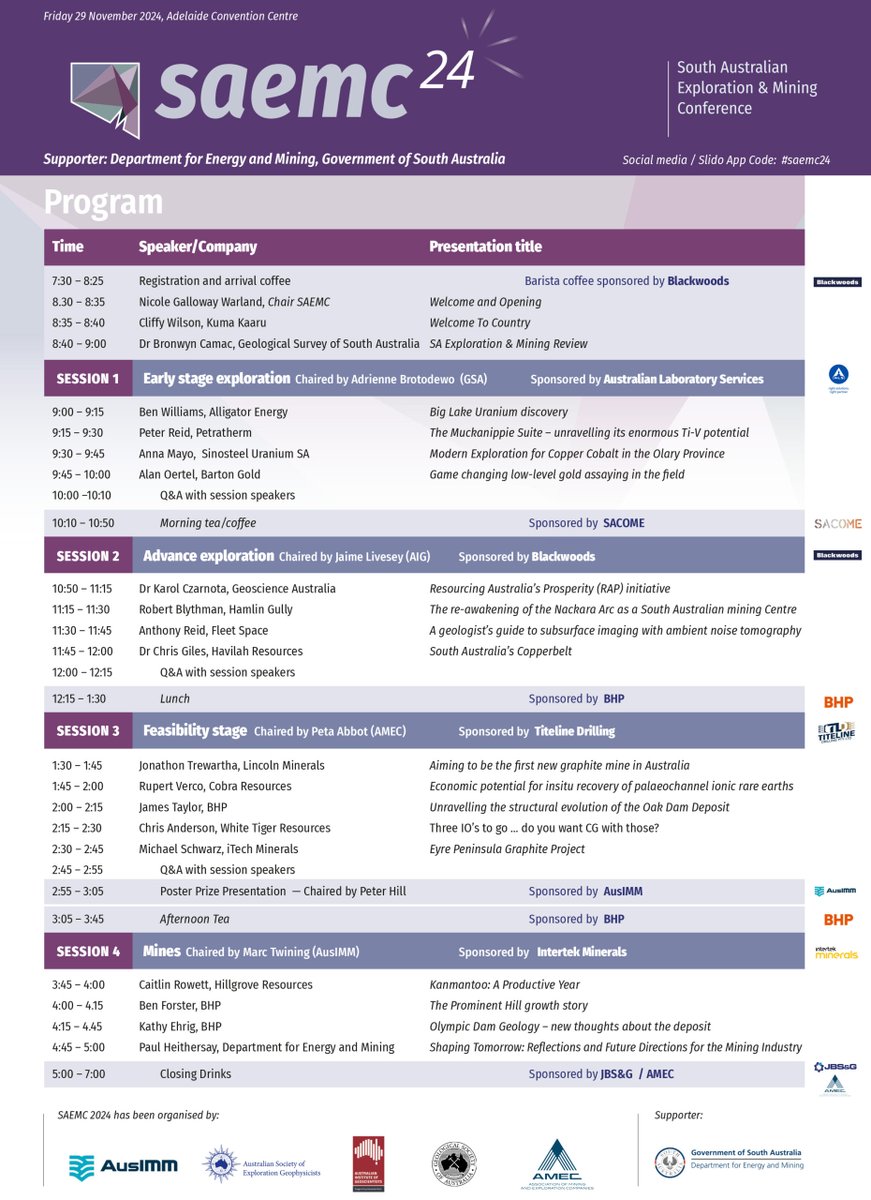 _SAEMC's tweet photo. Here is the program for SAEMC 2024! We look forward to seeing you tomorrow at the western end of the Adelaide Convention Centre for a day of technical updates and networking.

If you haven't registered yet, late registration is still available online at https://t.co/yB037QnkCO https://t.co/4Bfs3dbSYv
